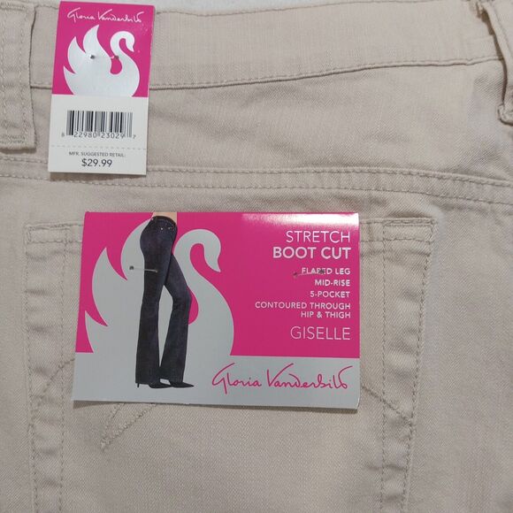 gloria vanderbilt jeans 14 Giselle Stretch Tan New - Picture 5 of 12